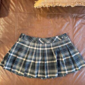 Sunday Best Olive Pleaded Micro Plaid Skirt